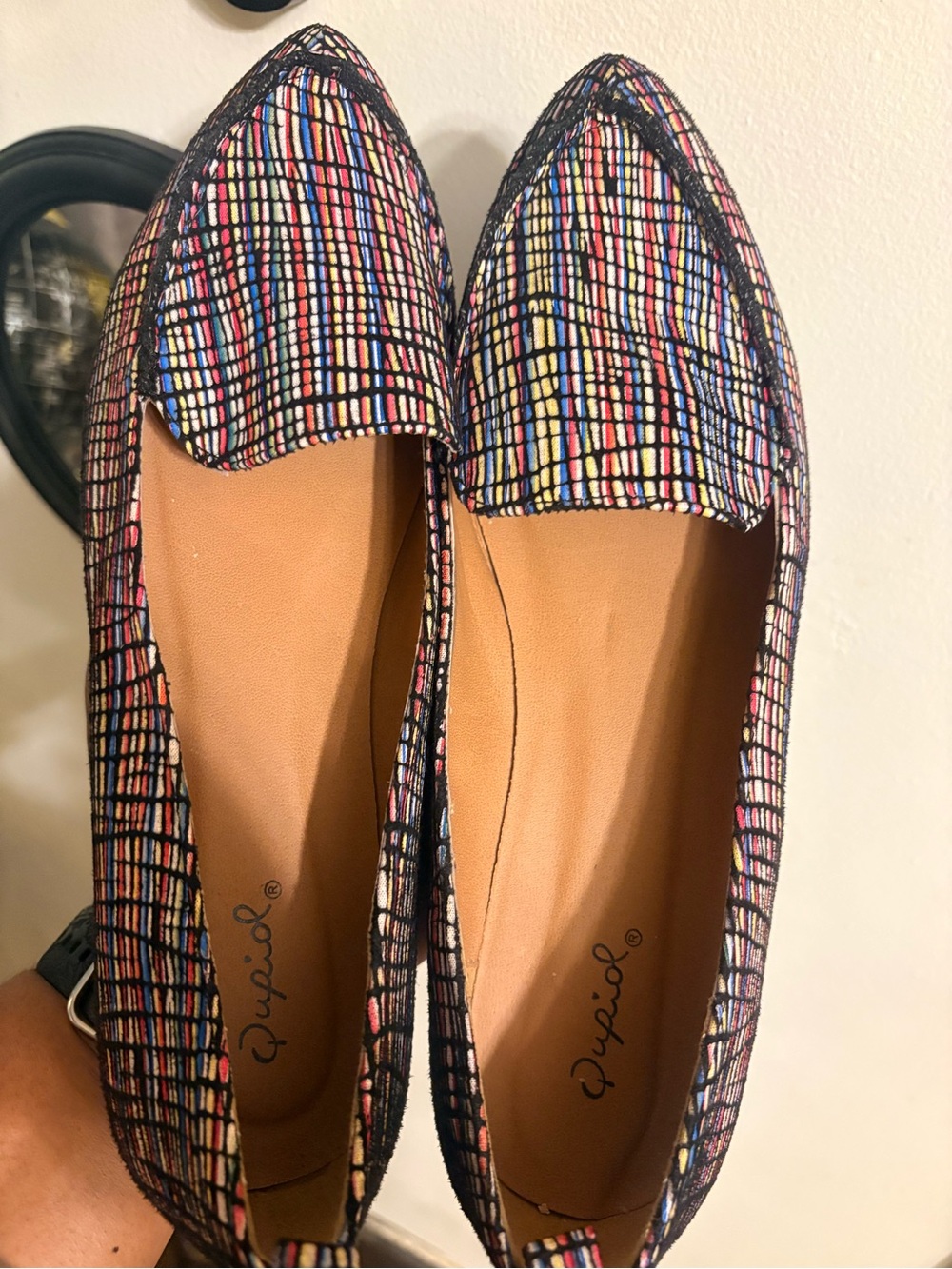 Qupid Multicolor Woven Pointed-Toe Flats